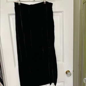 Talbots Black Velvet Maxi Skirt with side slit